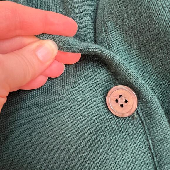 Vintage Nordstrom Preview Merino Wool Cardigan Small Green Button Long V Neck - Picture 8 of 11